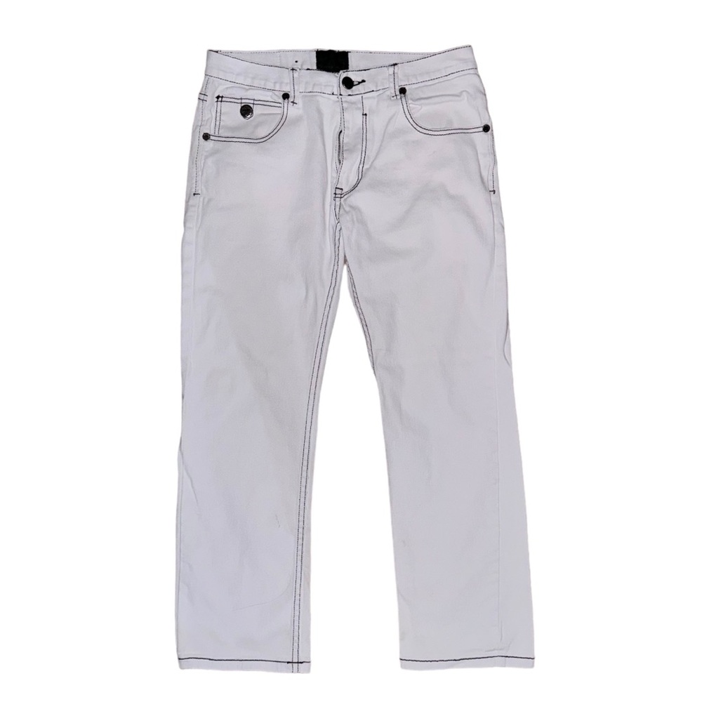Montero Jeans With Black Stitching In White // 32x30
